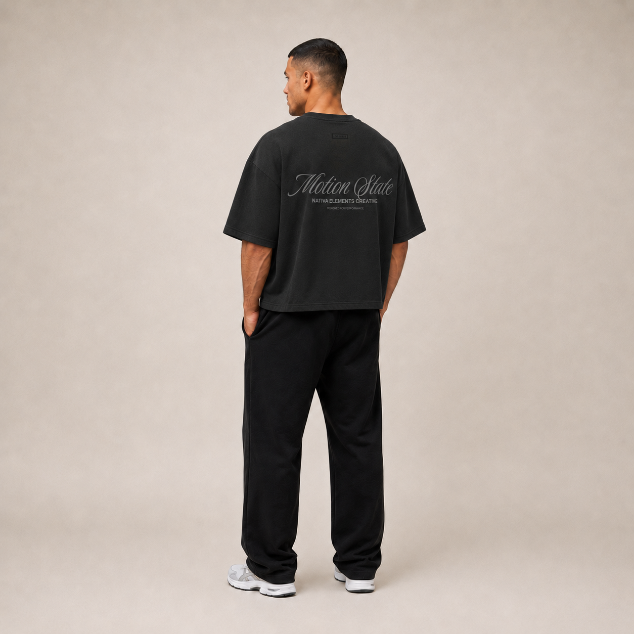 POLERA BOXYFIT NEGRA MOTIONSTATE® 100% ALGODÓN