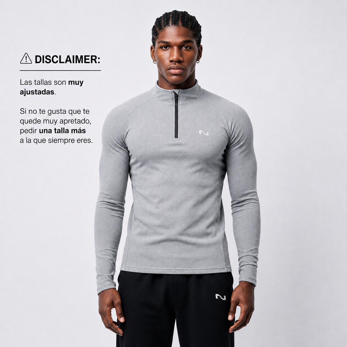SWEATER QUARTER ZIP GRIS POLAR
