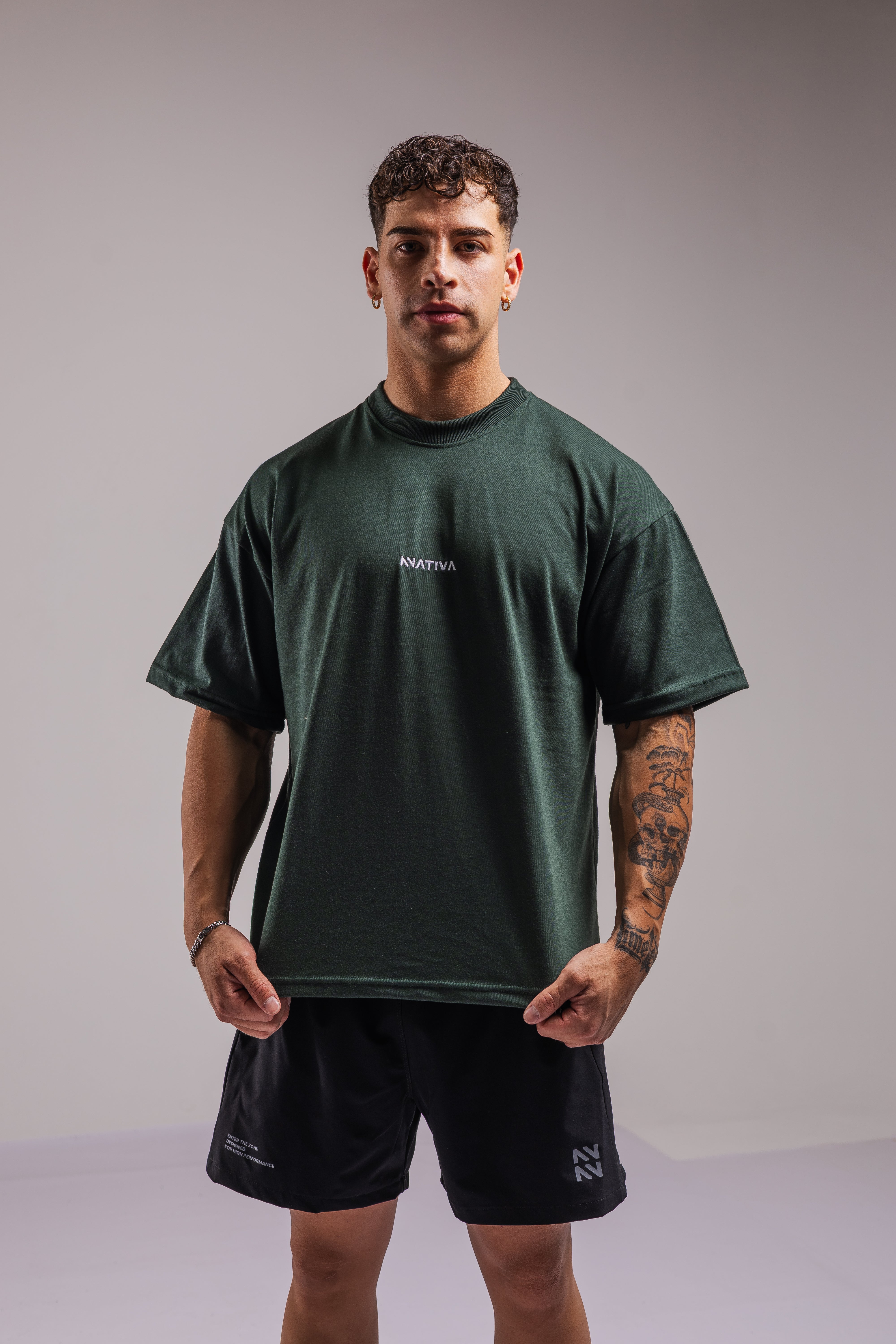 Polera Oversize Elements™ Verde — detalle | Nativa Elements