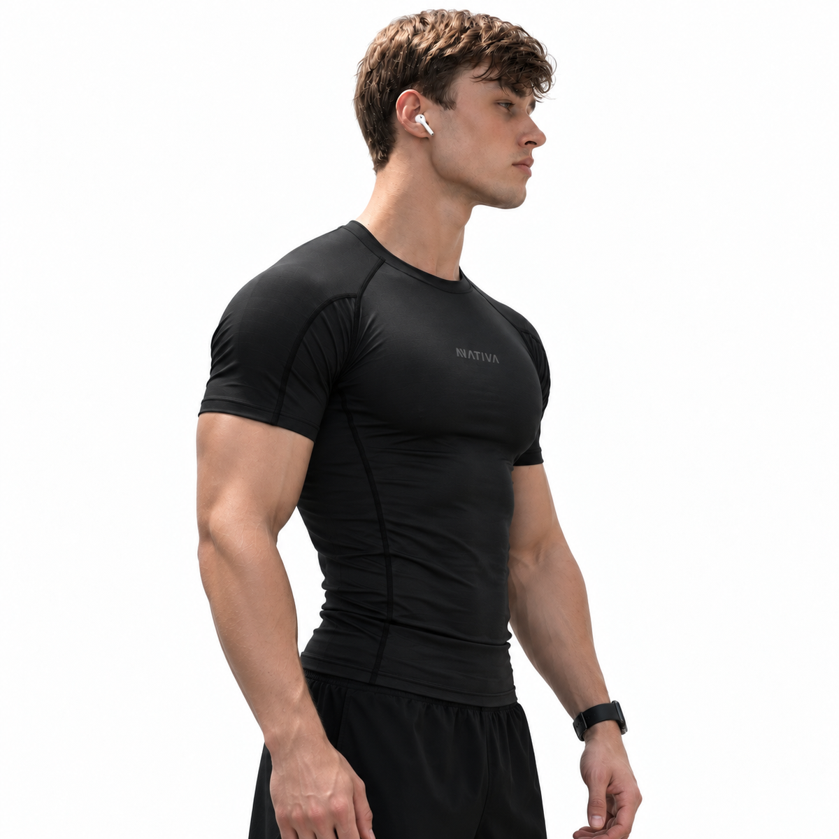 COMPRESS MANGA CORTA ALL BLACK PREVENTA
