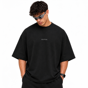 POLERA OVERSIZE NEGRA ELEMENTS® 100% ALGODÓN
