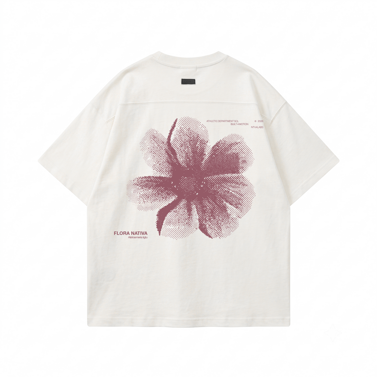 POLERA OVERSIZE FLOR NATIVA BLANCA® 100% ALGODÓN