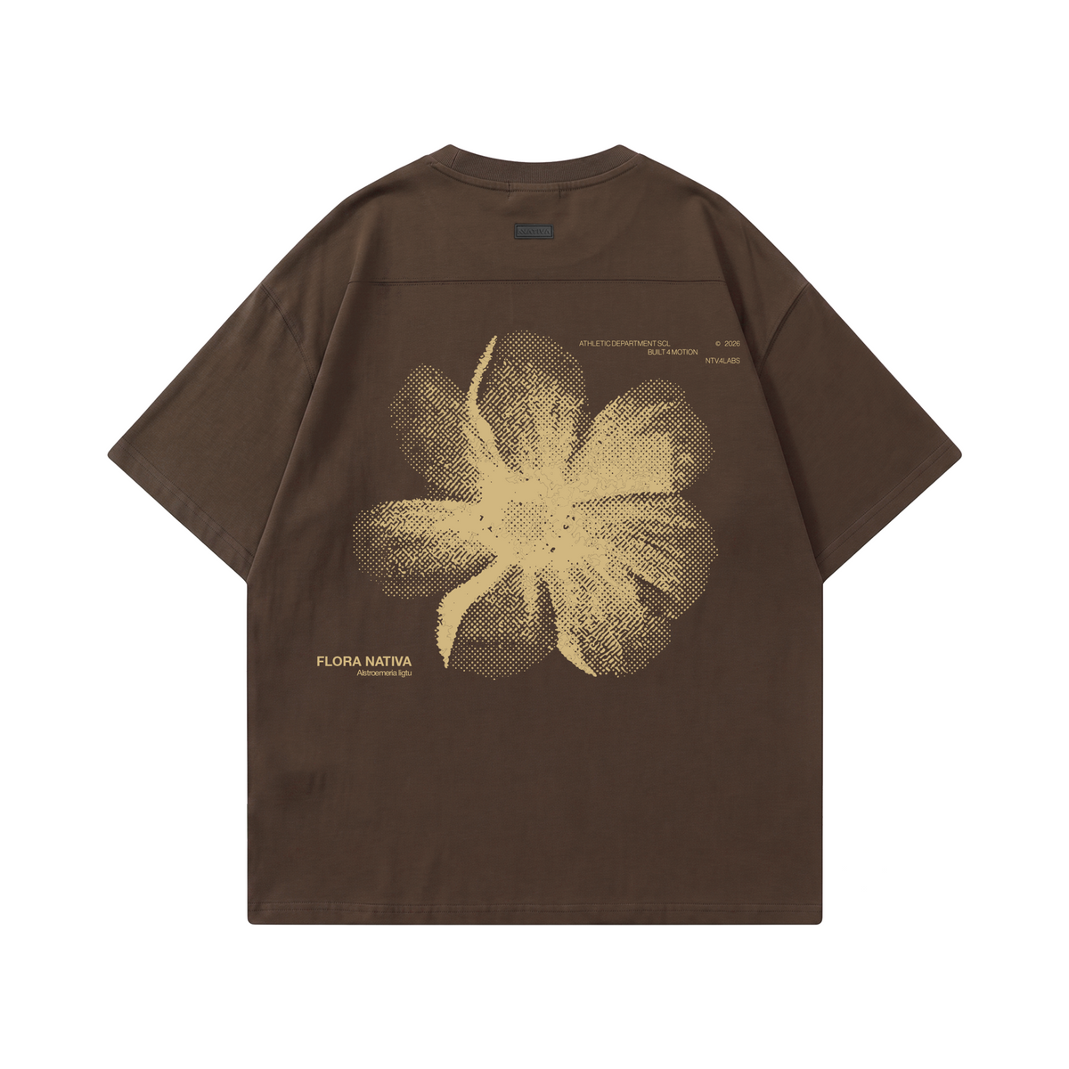 POLERA OVERSIZE FLOR NATIVA CAFÉ® 100% ALGODÓN