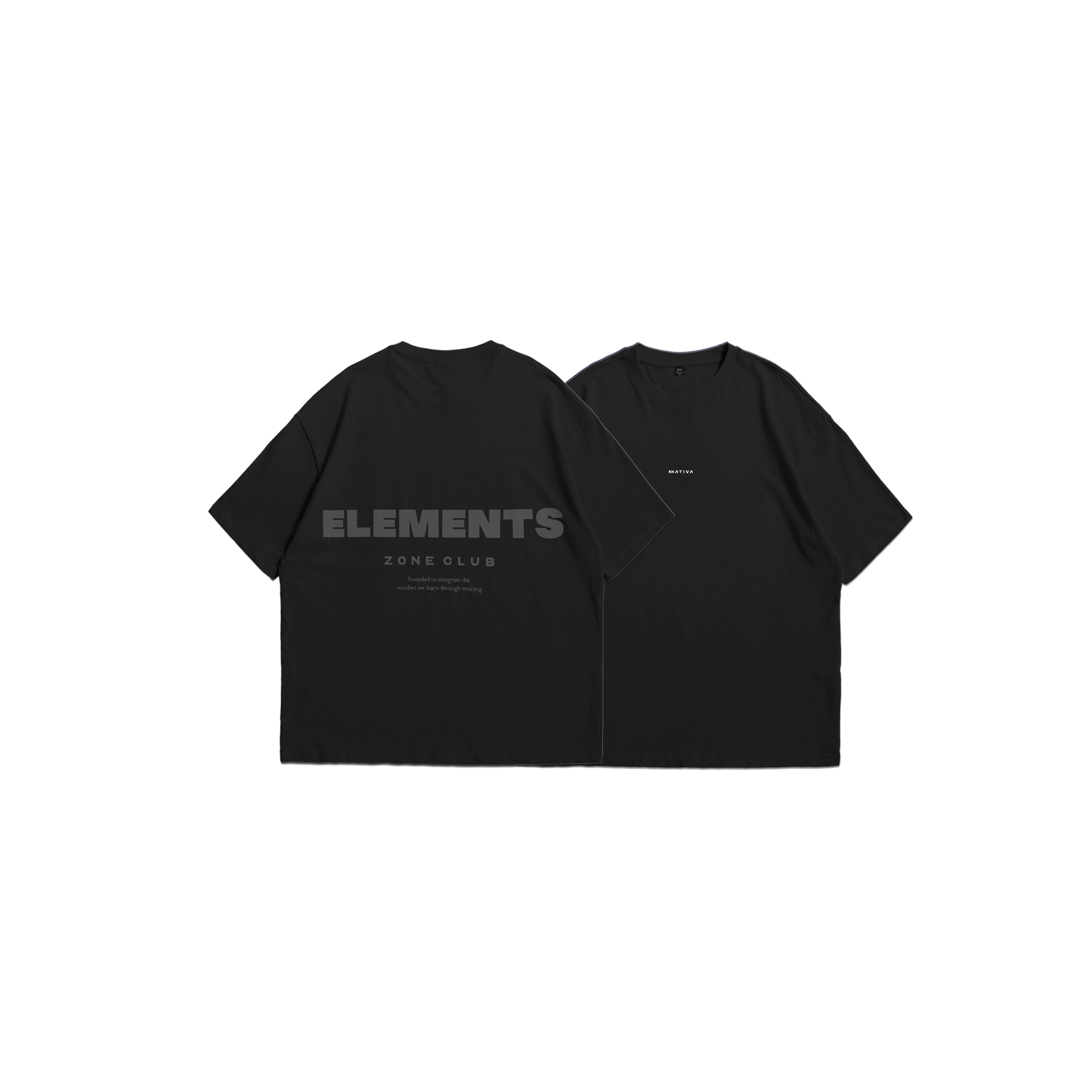 POLERA OVERSIZE ELEMENTS™ NEGRA (Bordado Blanco)