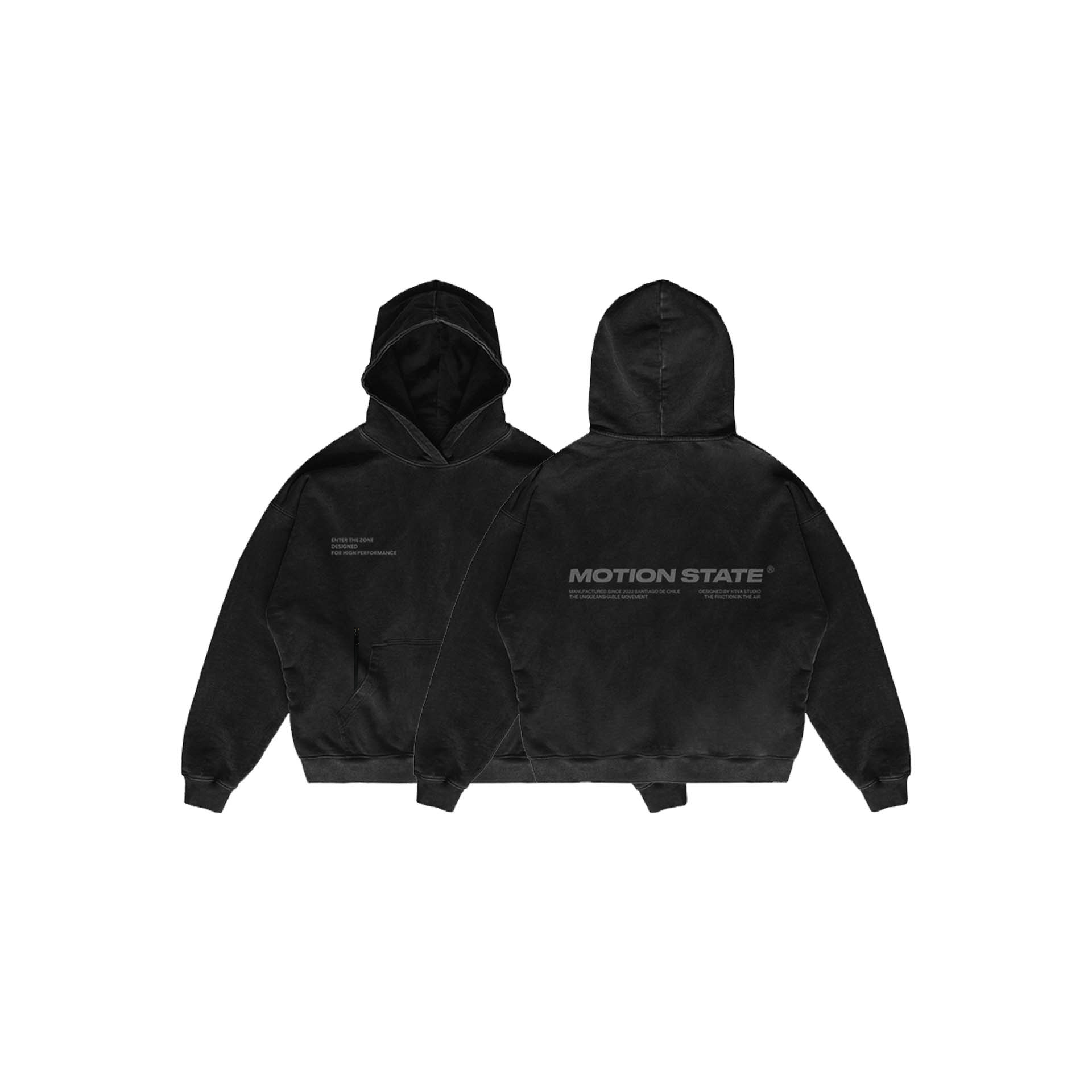 HOODIE MOTION™ BOXY FIT ALL BLACK