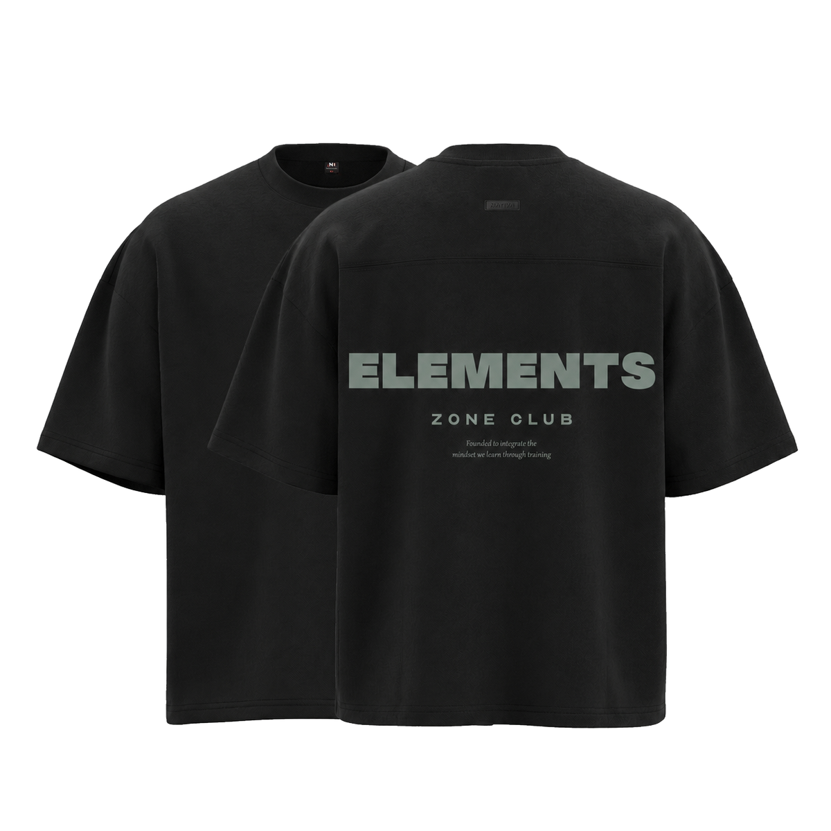 POLERA OVERSIZE NEGRA ELEMENTS® 100% ALGODÓN