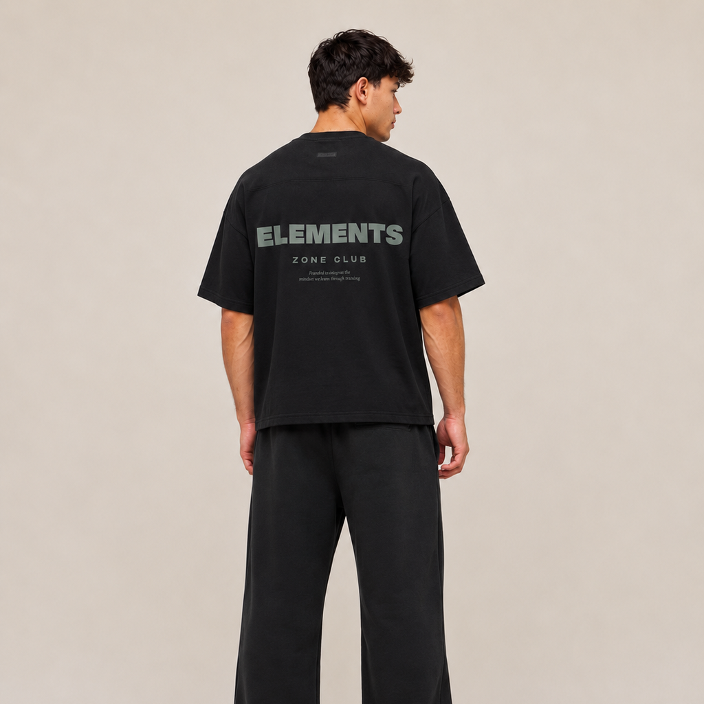 POLERA OVERSIZE NEGRA ELEMENTS® 100% ALGODÓN