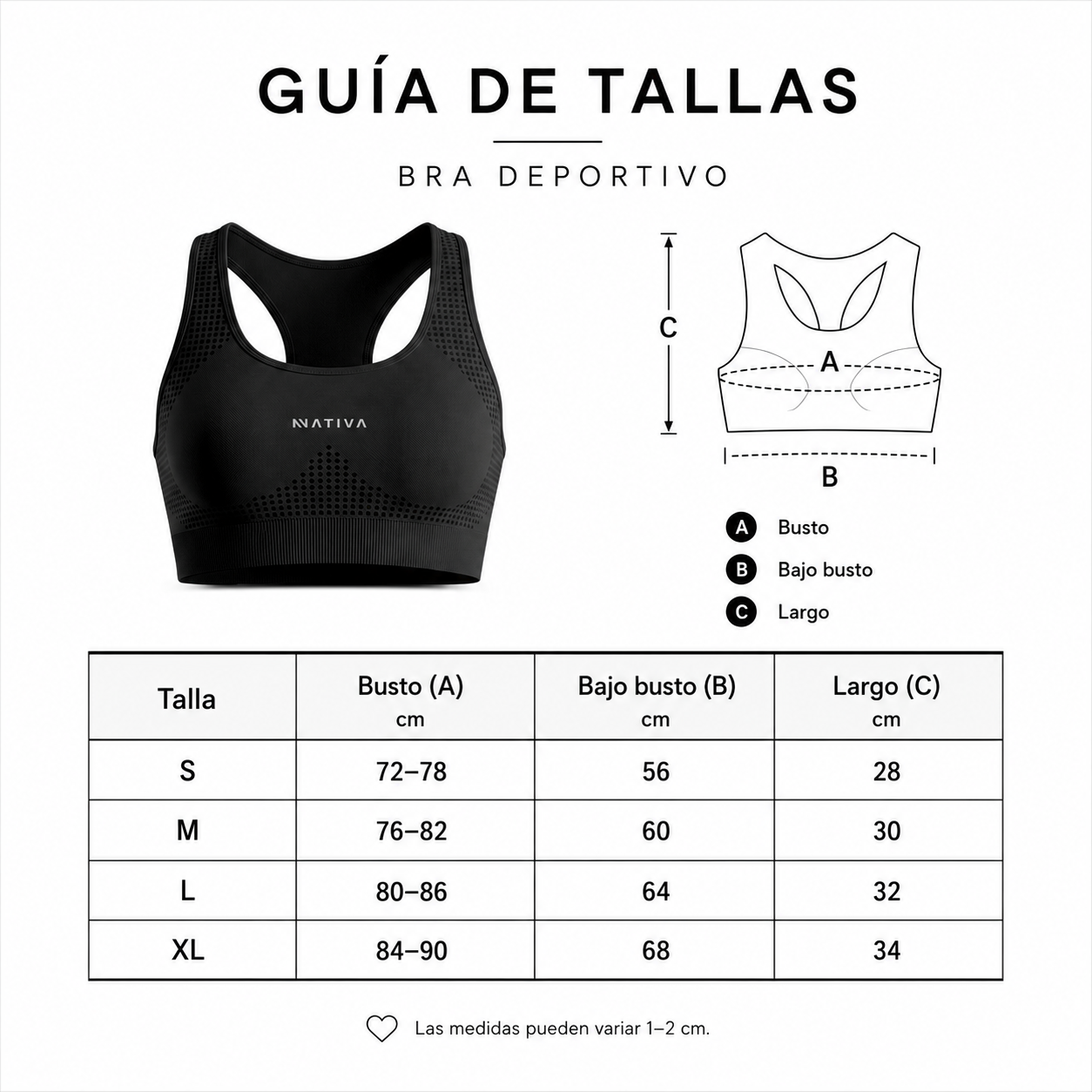 BRA DEPORTIVO NEGRO MUJER NATIVA