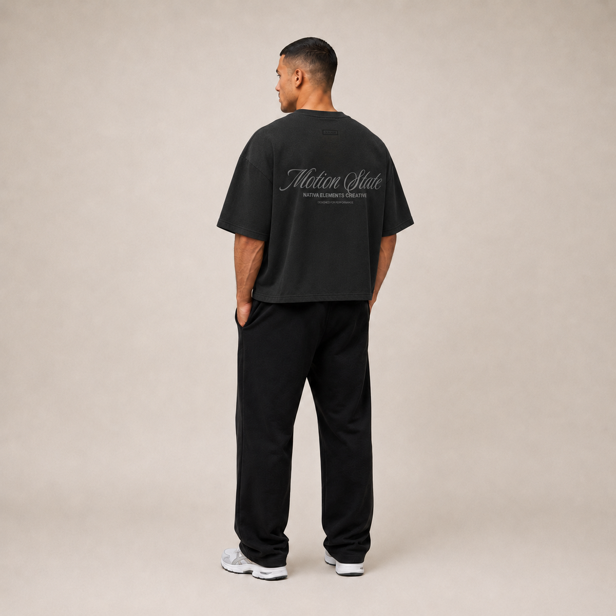 POLERA BOXYFIT NEGRA MOTIONSTATE® 100% ALGODÓN