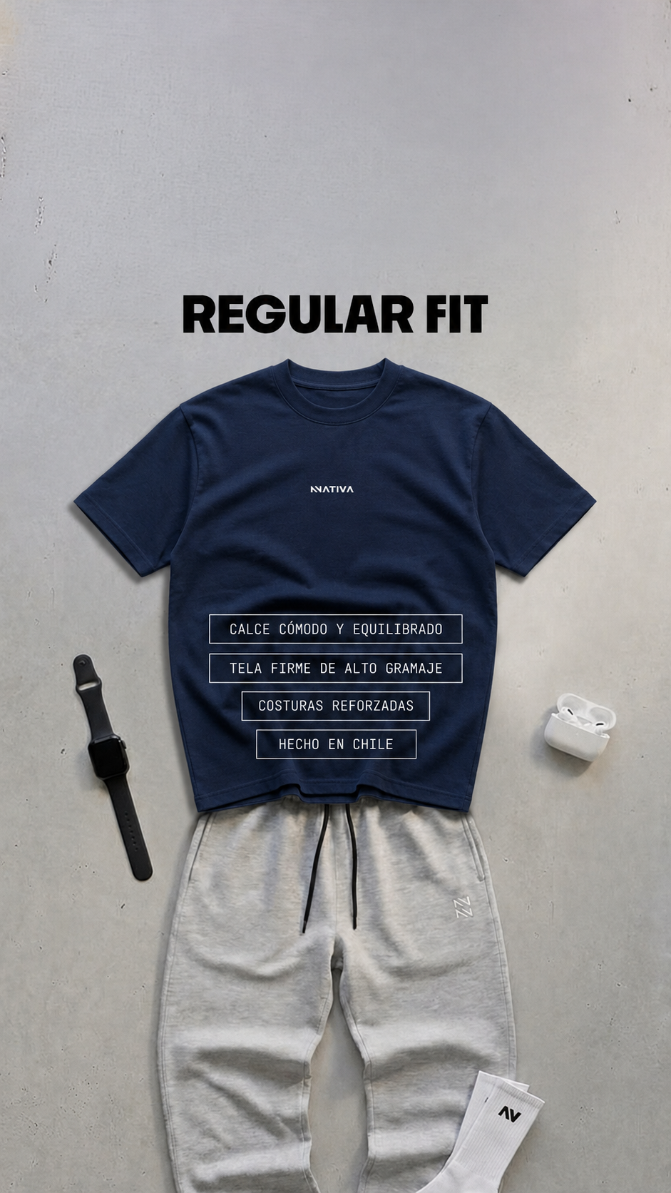 POLERA BASICA REGULAR FIT MARINO OSCURO