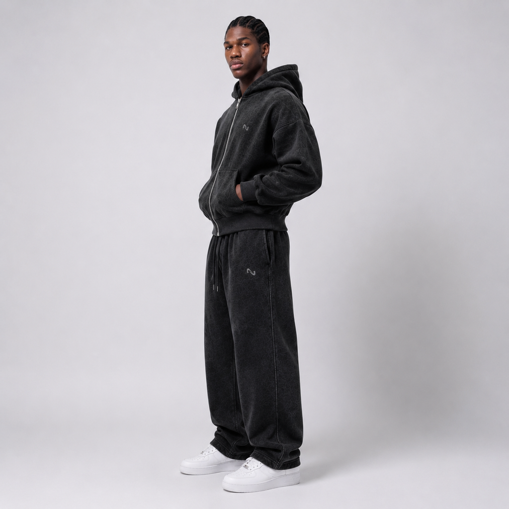 BUZO RECTO NEGRO WASHED PERFECT FIT® 100% ALGODON