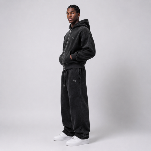 BUZO RECTO NEGRO WASHED PERFECT FIT® 100% ALGODON