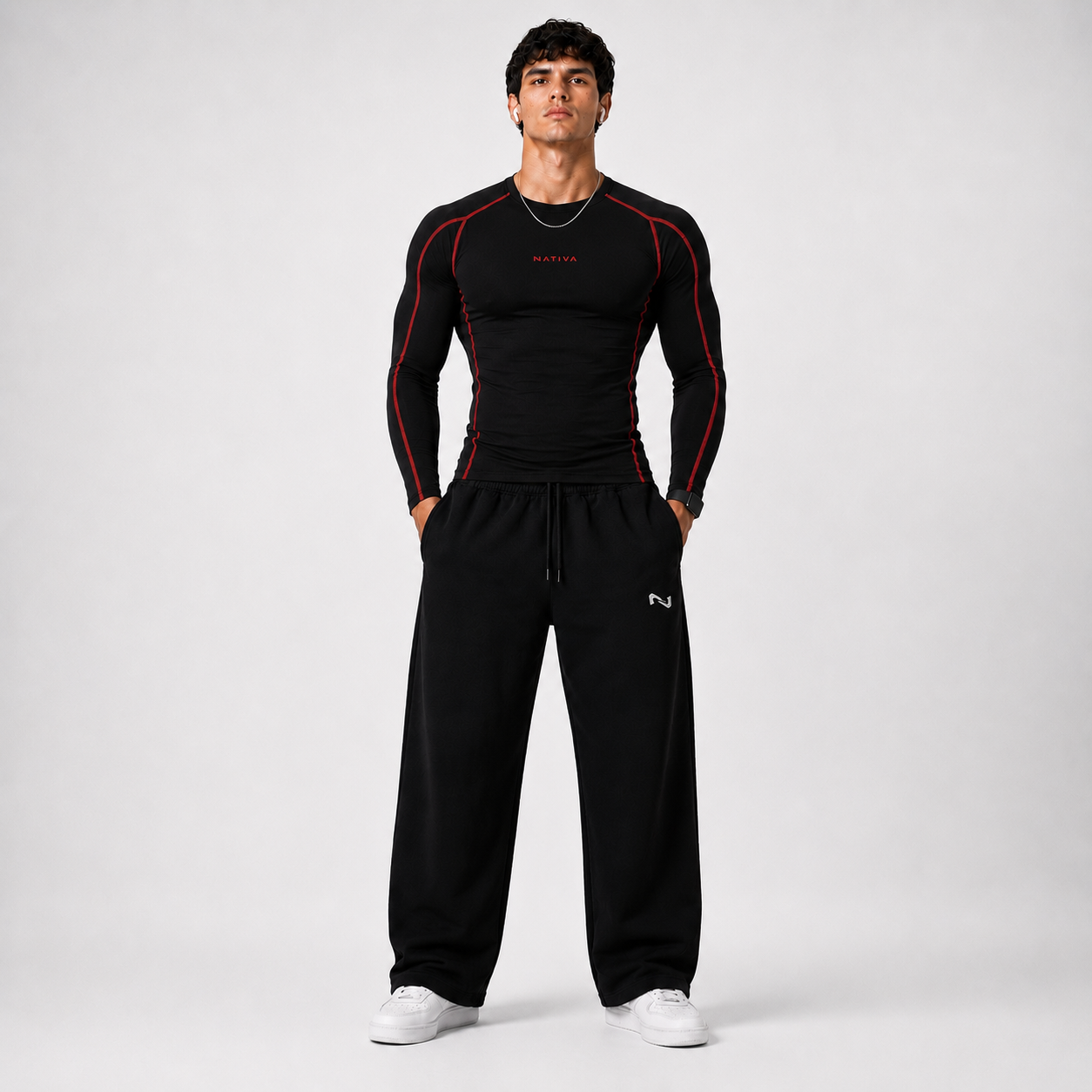COMPRESS MANGA LARGA NEGRA CON ROJO LEGEND®