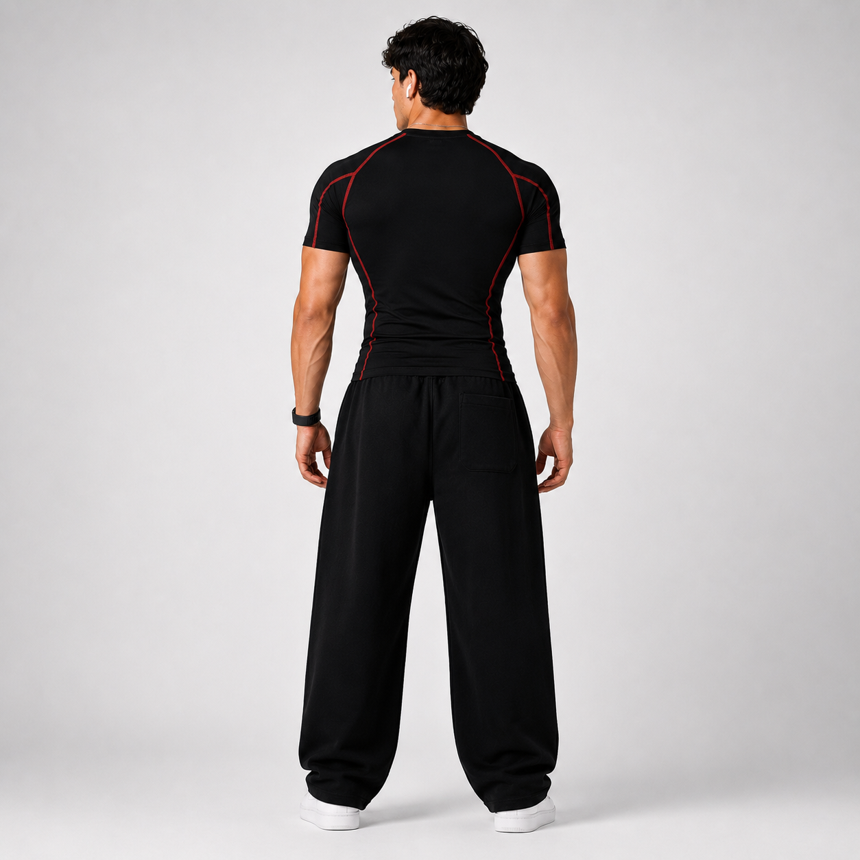 COMPRESS MANGA CORTA NEGRA CON ROJO LEGEND®
