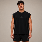 POLERA MUSCULOSA SIN MANGAS NEGRA TANK® 100% ALGODÓN