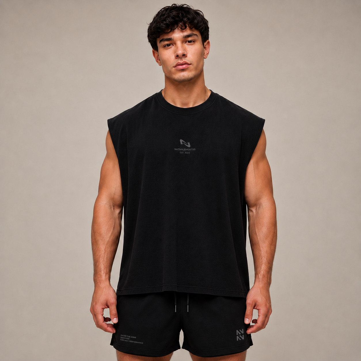 POLERA MUSCULOSA SIN MANGAS NEGRA TANK® 100% ALGODÓN