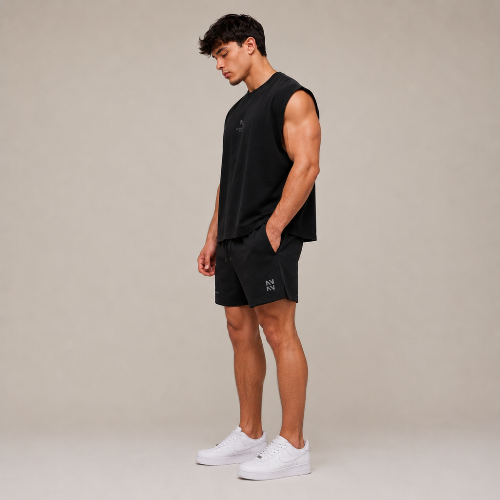 POLERA MUSCULOSA SIN MANGAS NEGRA TANK® 100% ALGODÓN