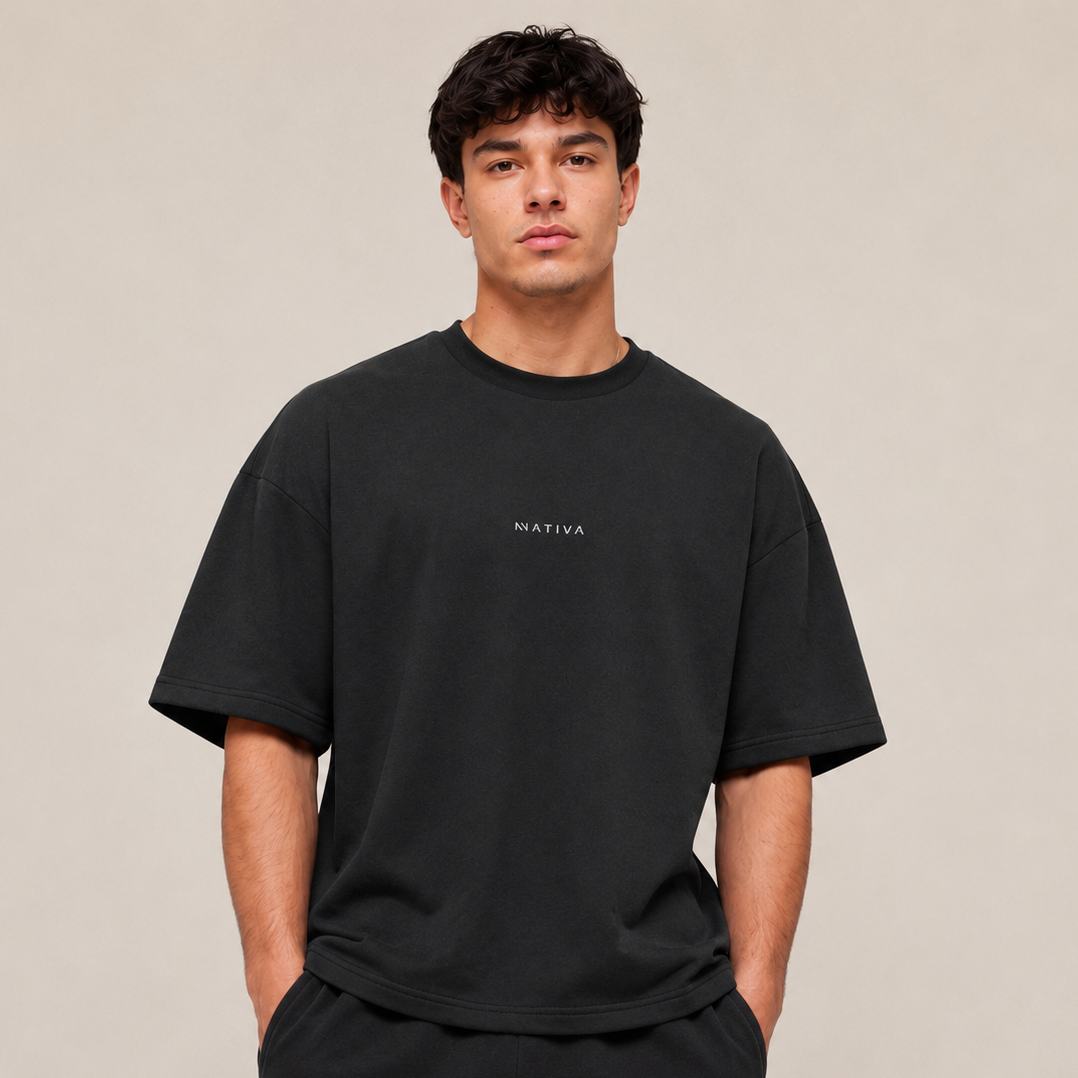 POLERA OVERSIZE NEGRA ATHLETIC® 100% ALGODÓN