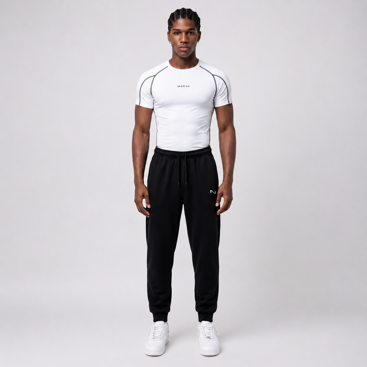 BUZO CON ELASTICO NEGRO JOGGER 100% ALGODON