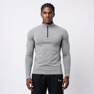 SWEATER QUARTER ZIP GRIS POLAR