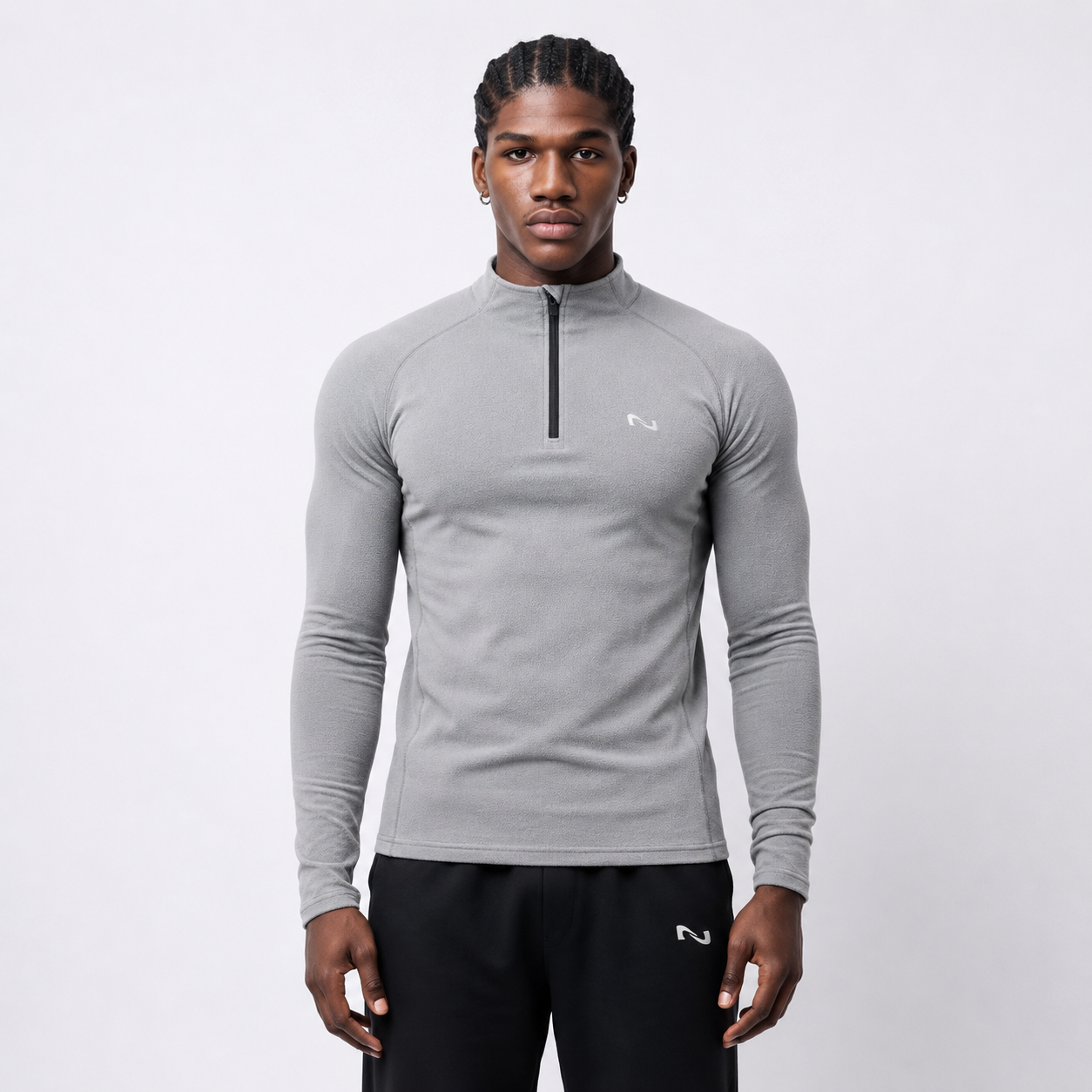 SWEATER QUARTER ZIP GRIS POLAR