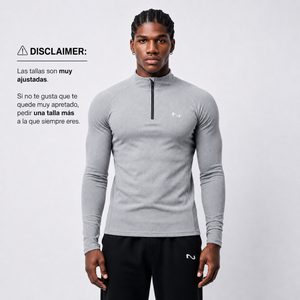 SWEATER QUARTER ZIP GRIS POLAR