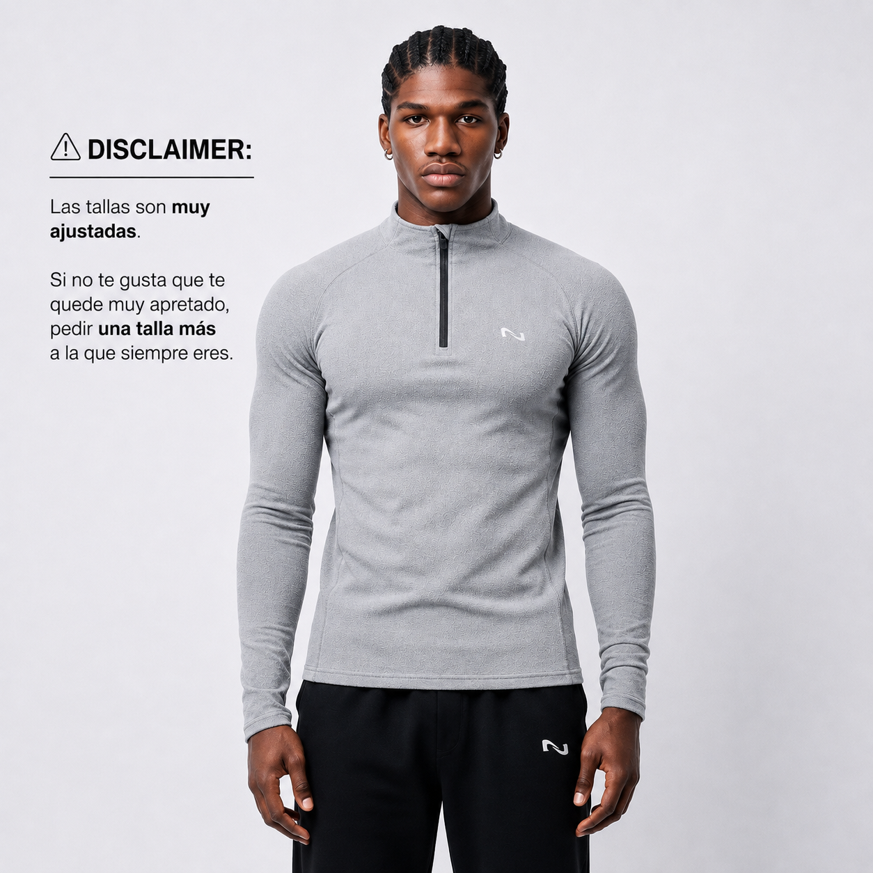 SWEATER QUARTER ZIP GRIS POLAR