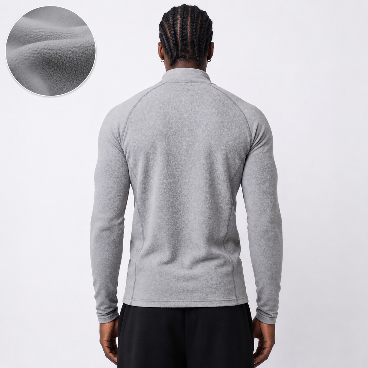 SWEATER QUARTER ZIP GRIS POLAR
