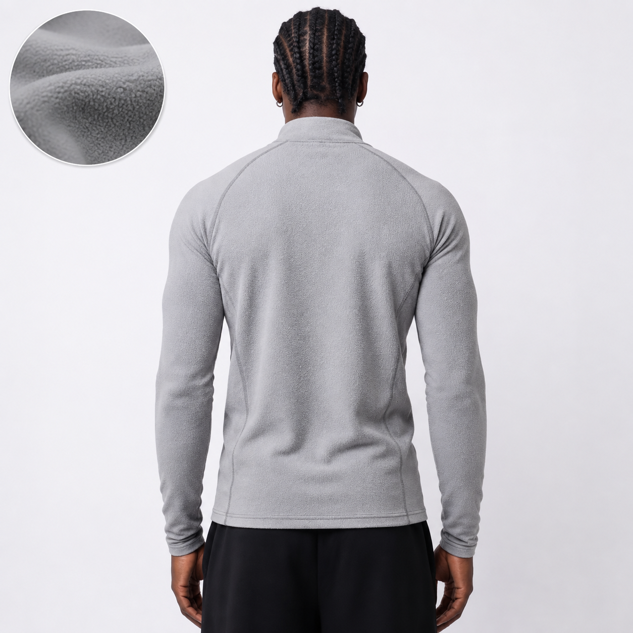 SWEATER QUARTER ZIP GRIS POLAR