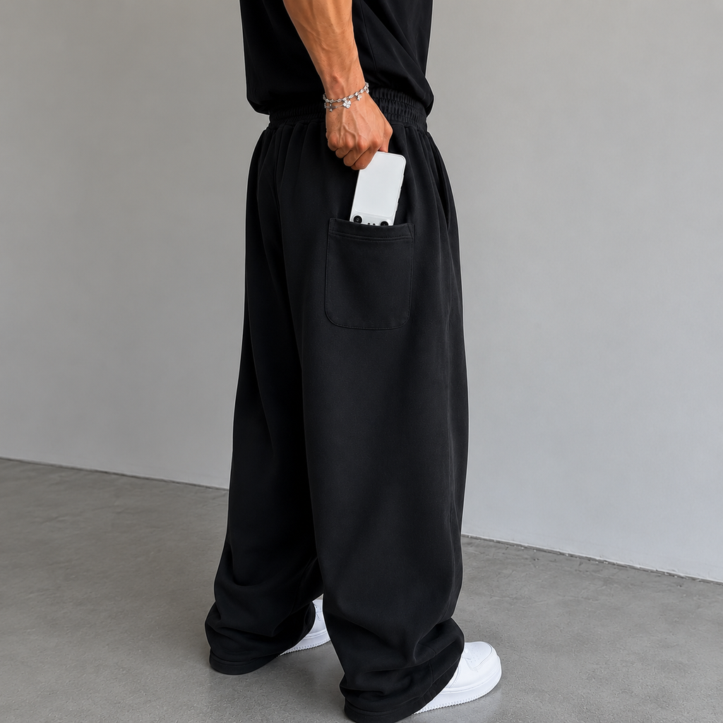 PANTALON BUZO BAGGY NEGRO