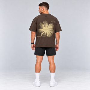 POLERA OVERSIZE FLOR NATIVA CAFÉ® 100% ALGODÓN