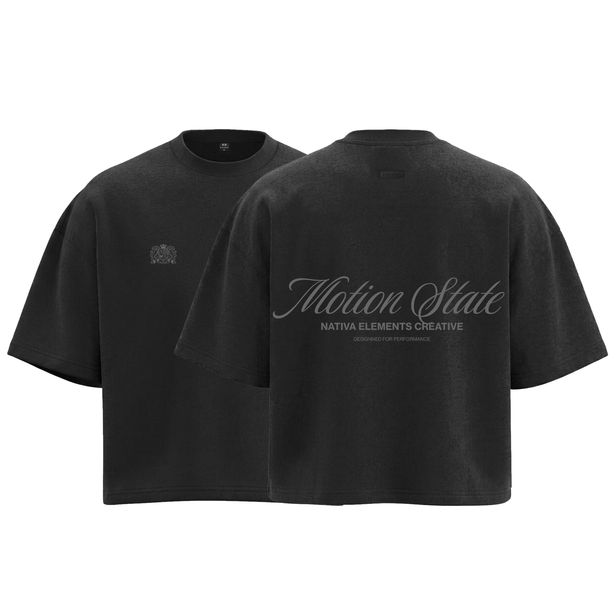 POLERA BOXYFIT NEGRA MOTIONSTATE® 100% ALGODÓN