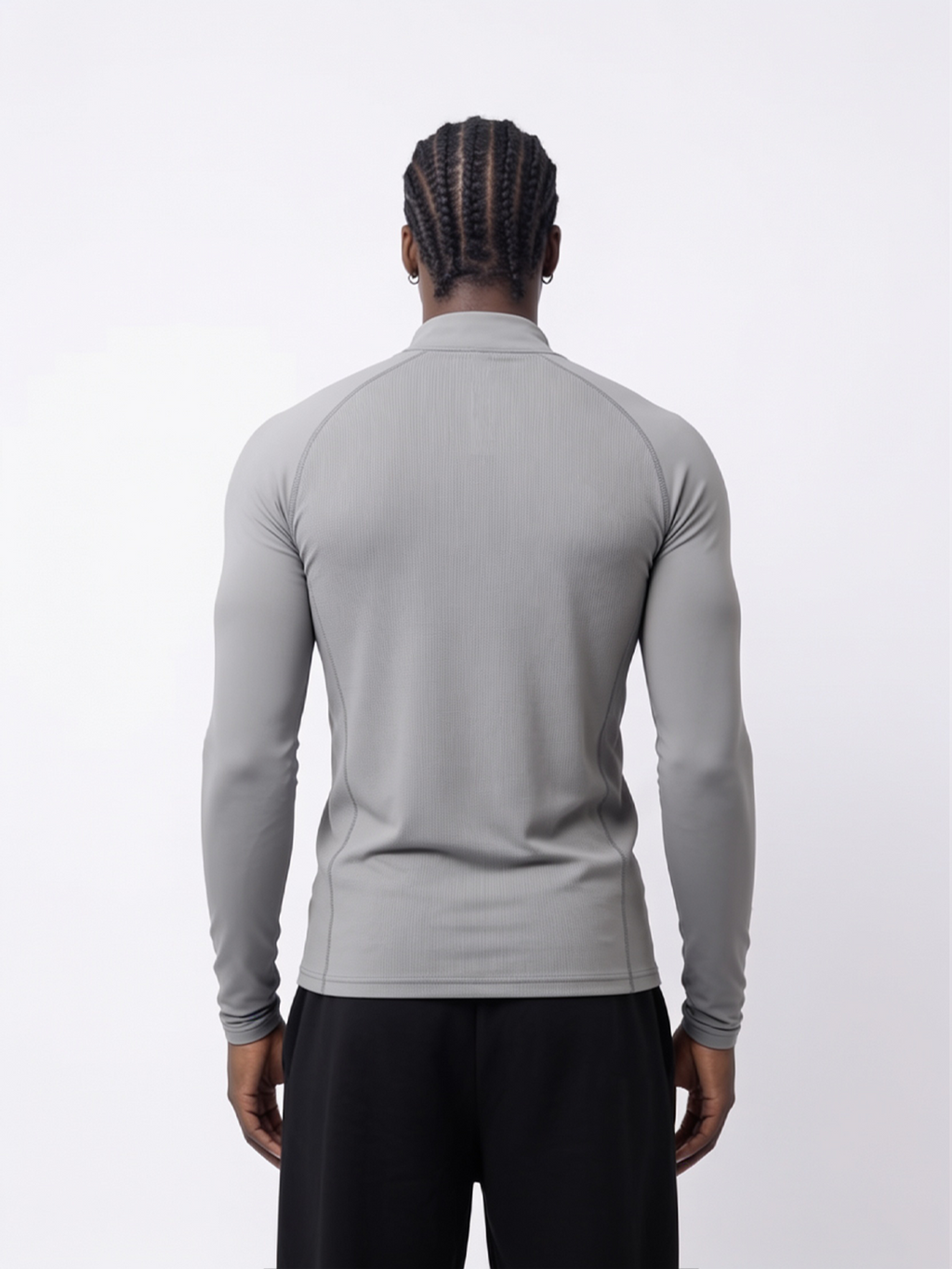 SWEATER QUARTER ZIP GRIS POLAR