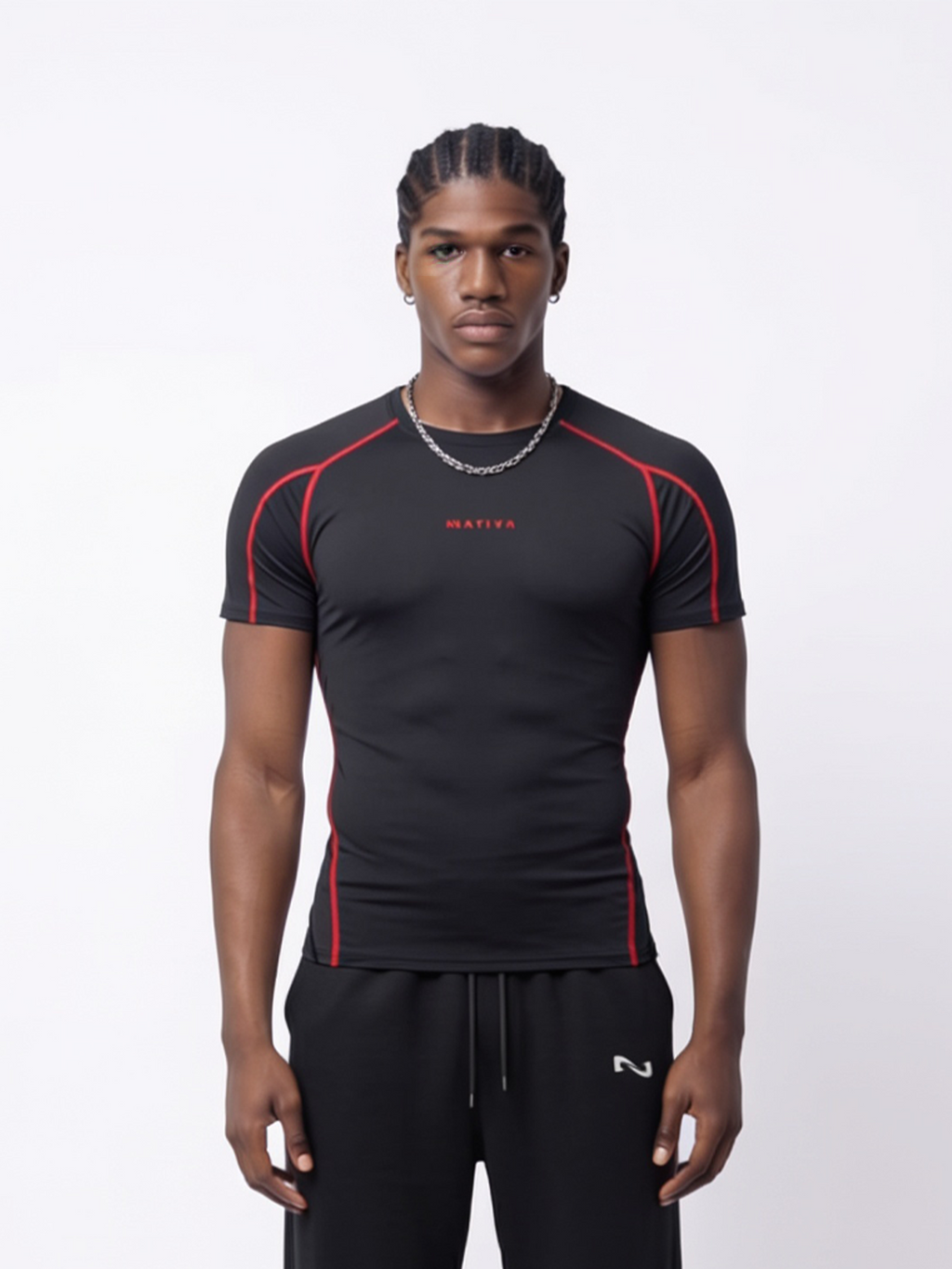 COMPRESS MANGA CORTA NEGRA CON ROJO LEGEND®