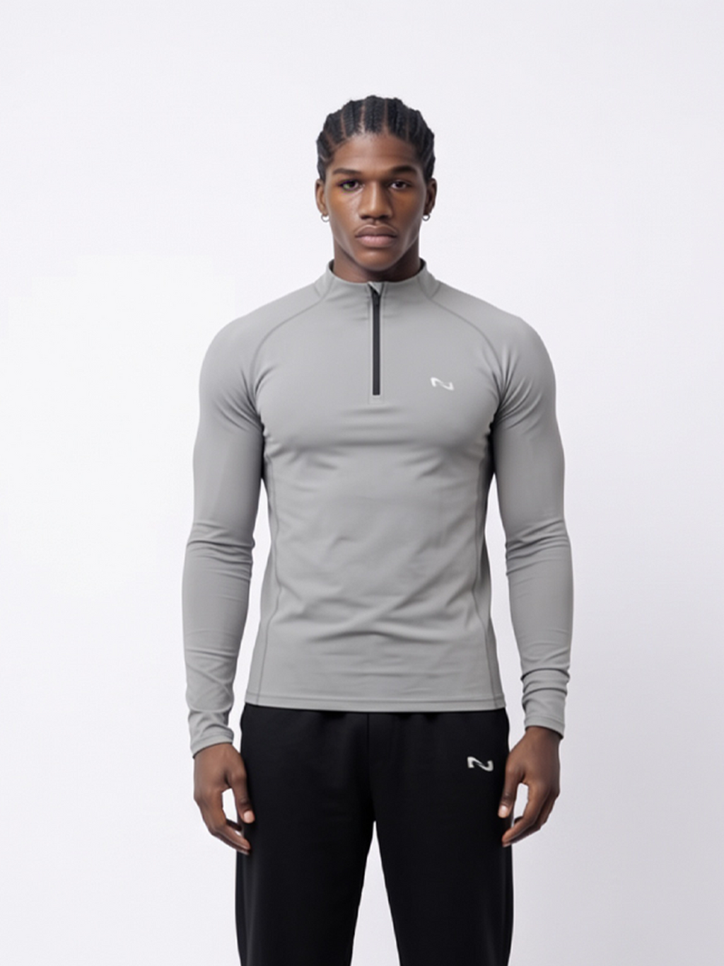 SWEATER QUARTER ZIP GRIS POLAR