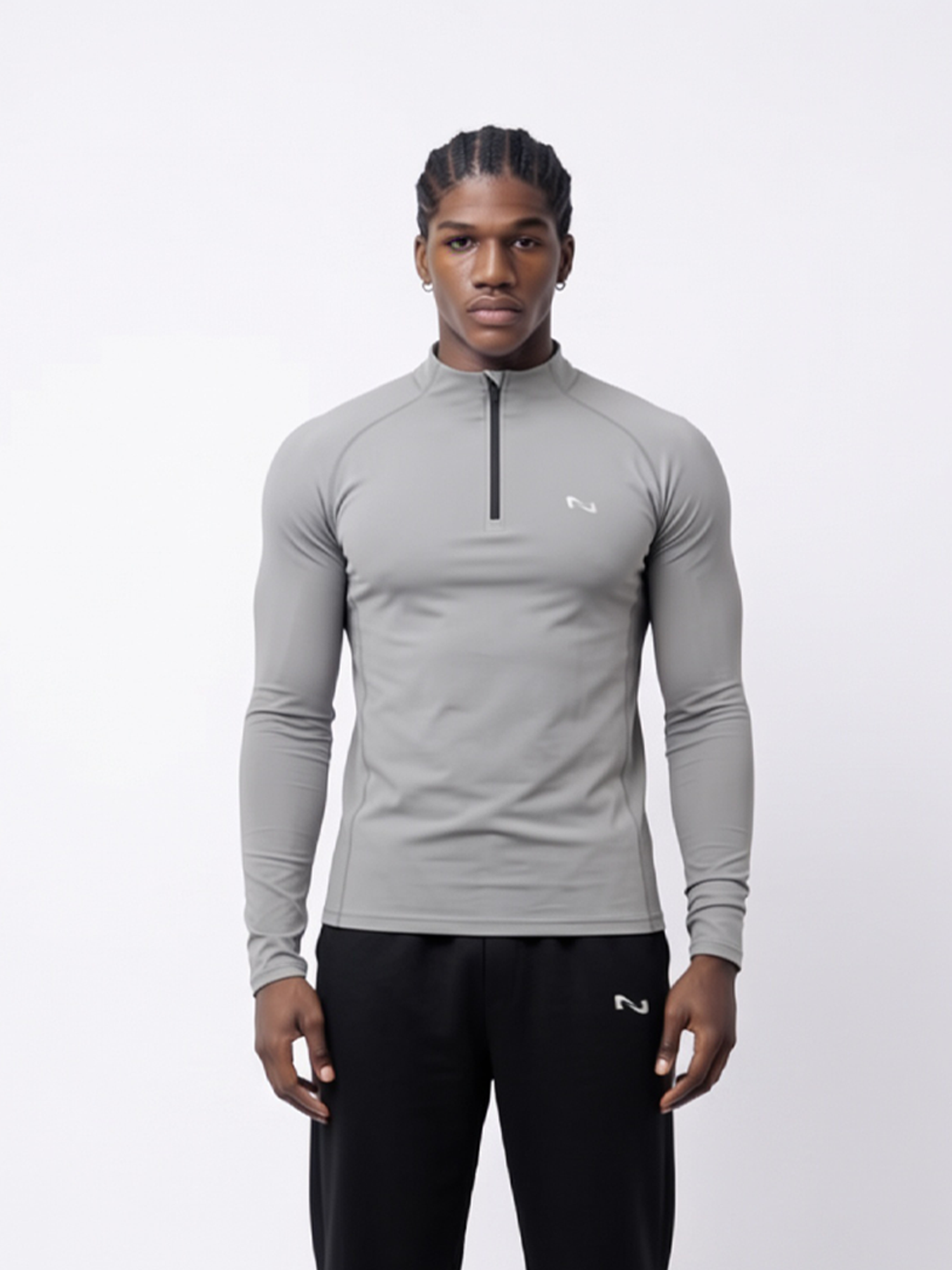 SWEATER QUARTER ZIP GRIS POLAR