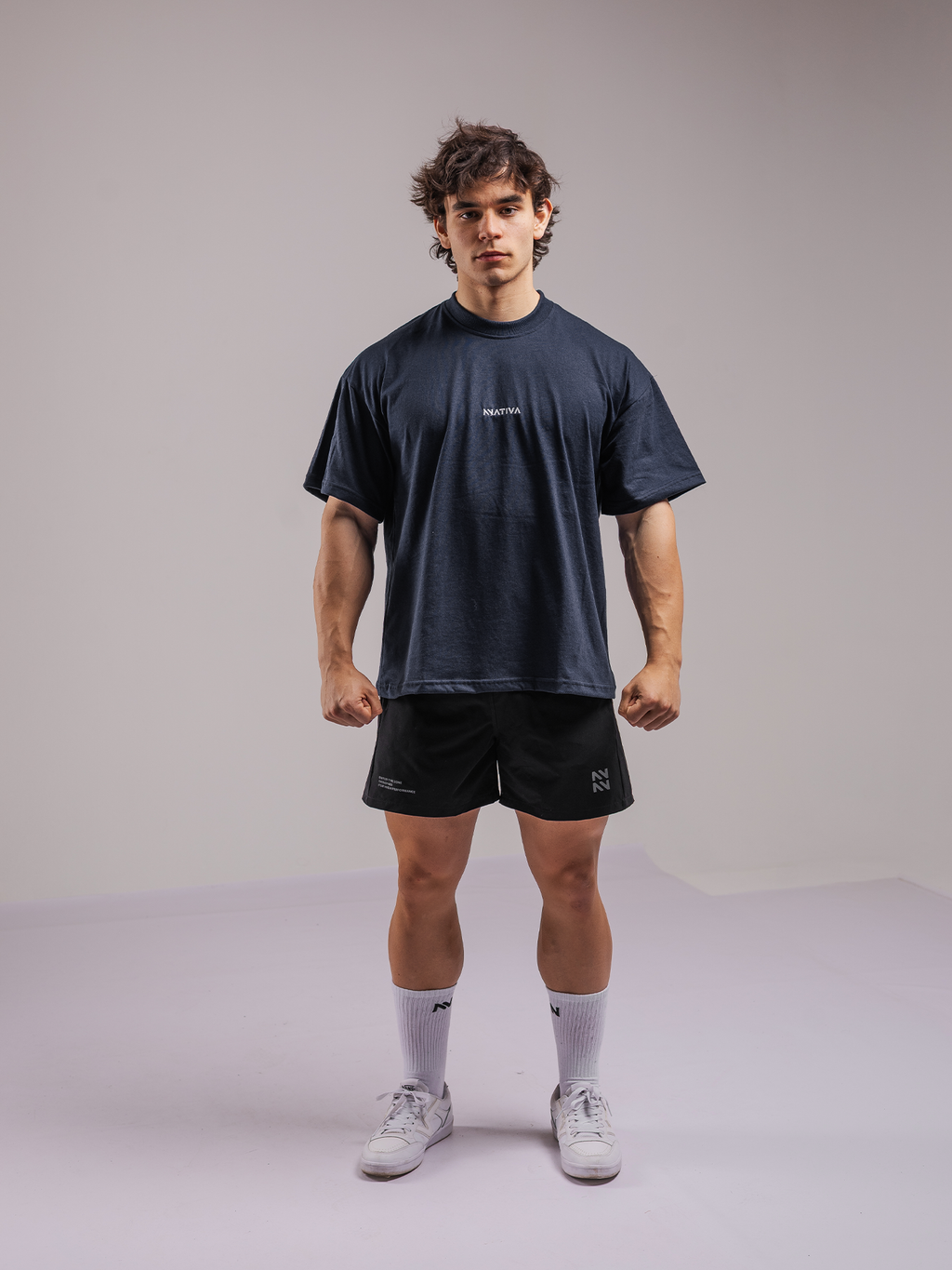 Polera Oversize Elements™ Marino — detalle | Nativa Elements
