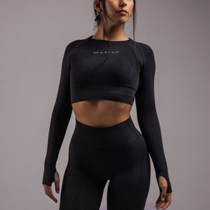 TOP MANGA LARGA DEPORTIVO NEGRO MUJER NATIVA