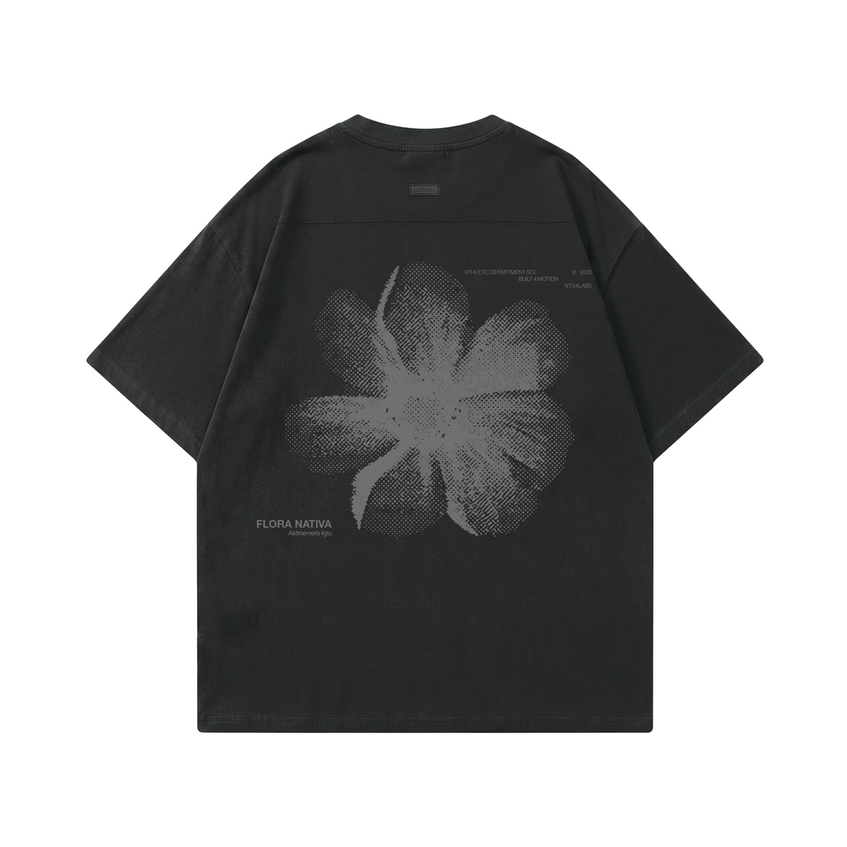 POLERA OVERSIZE FLOR NATIVA NEGRA® 100% ALGODÓN