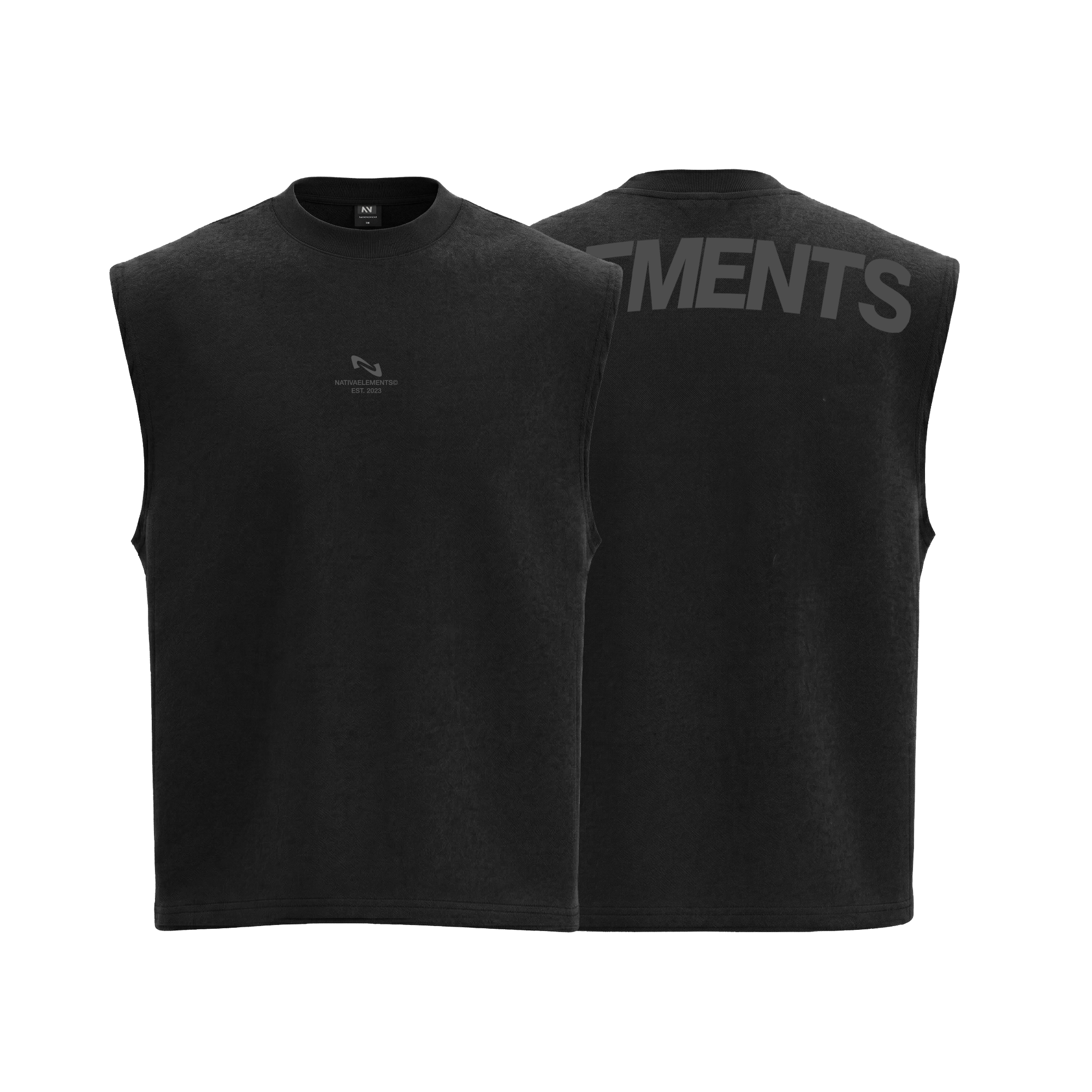 POLERA MUSCULOSA SIN MANGAS NEGRA TANK® 100% ALGODÓN