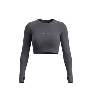 TOP MANGA LARGA DEPORTIVO GRIS OSCURO MUJER NATIVA
