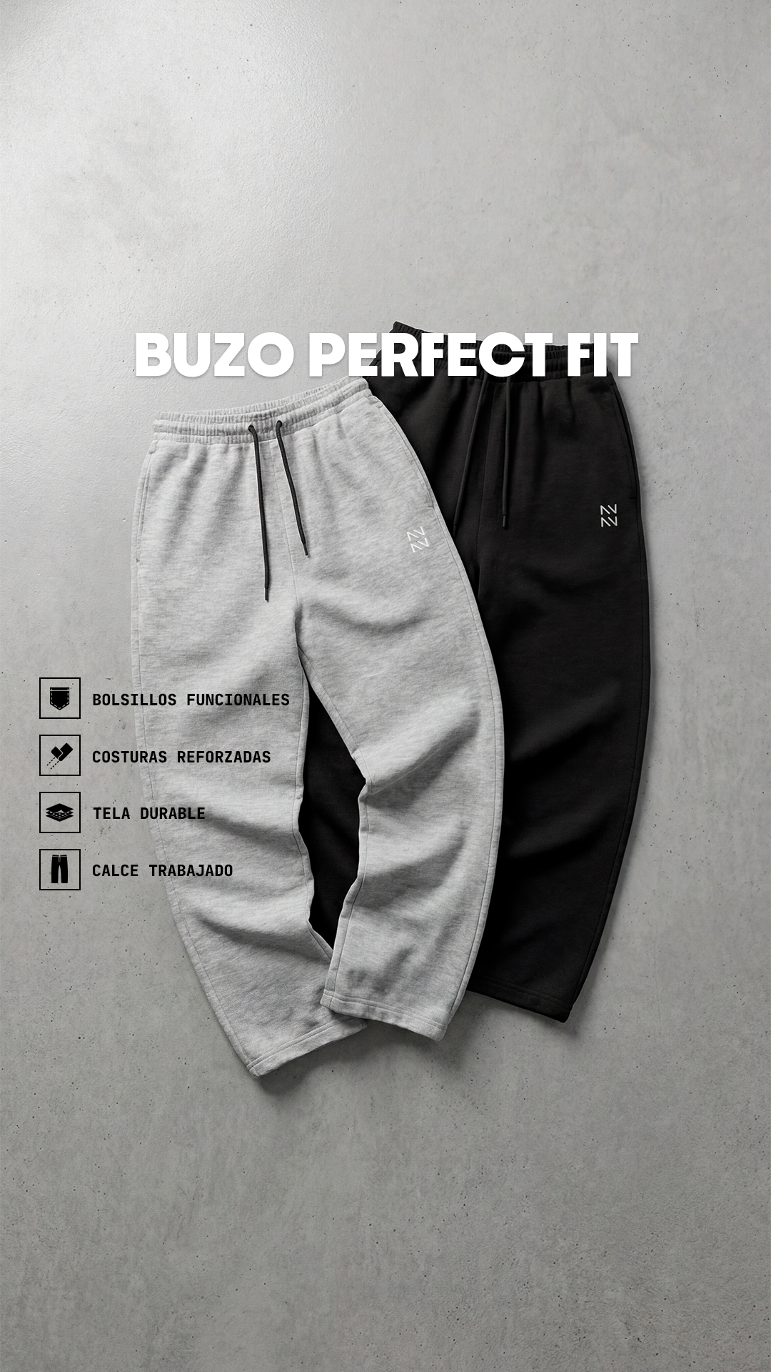 Buzo Perfect Fit Gris Melange — detalle | Nativa Elements