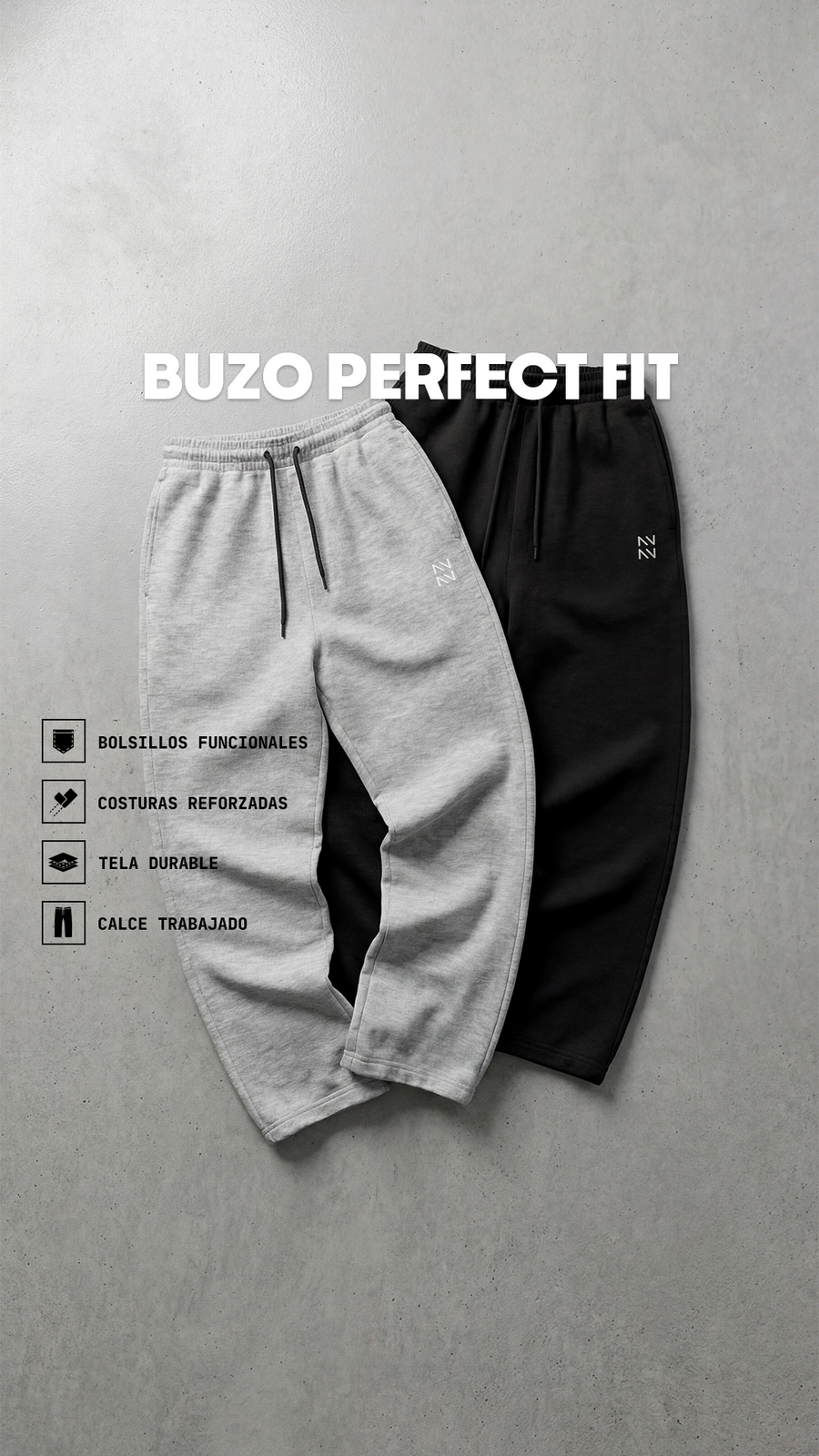 Buzo Perfect Fit Gris Melange — detalle | Nativa Elements