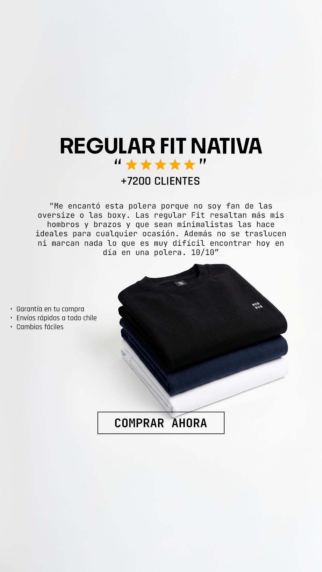 Polera Basica Regular Fit Negra | Nativa Elements