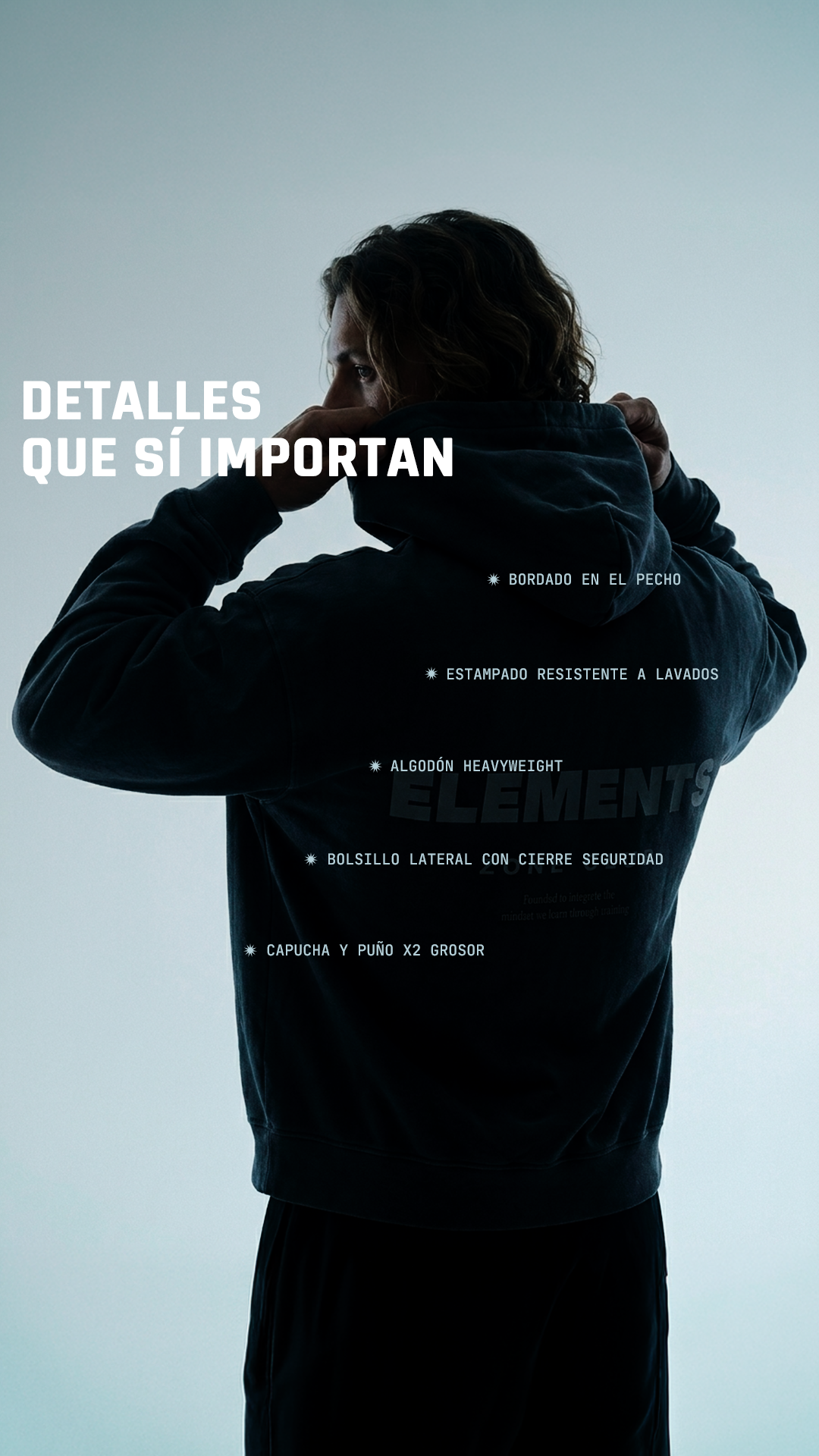 HOODIE ELEMENTS™ BOXY FIT NEGRO