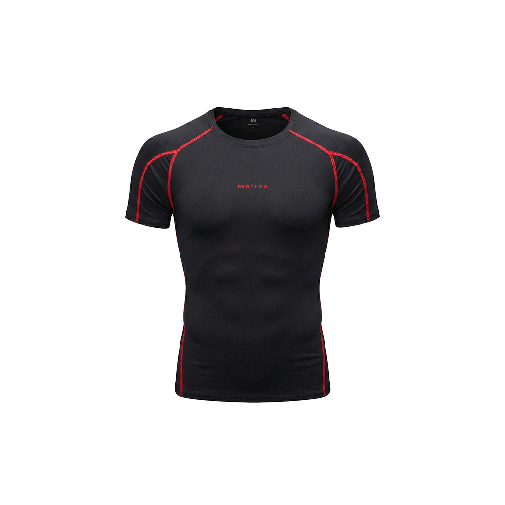 COMPRESS MANGA CORTA NEGRA CON ROJO LEGEND®