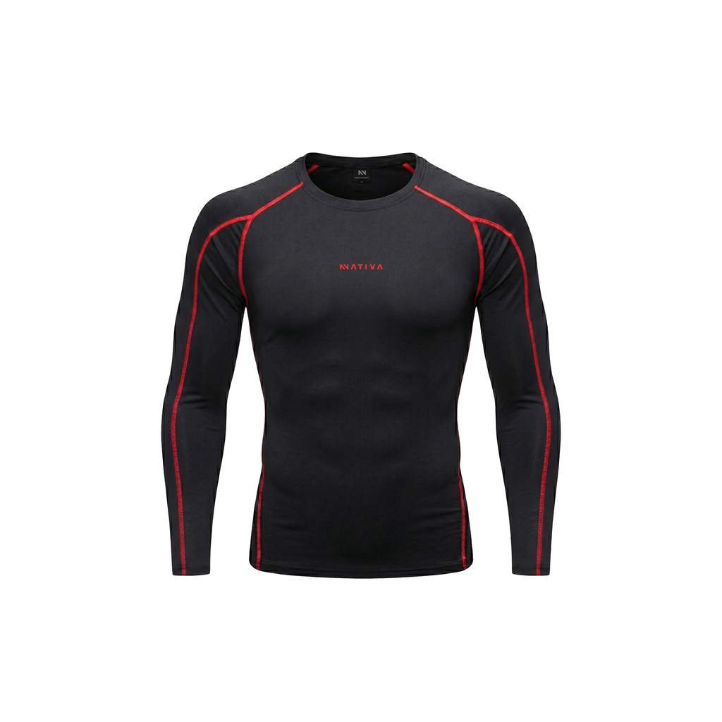 COMPRESS MANGA LARGA NEGRA CON ROJO LEGEND®