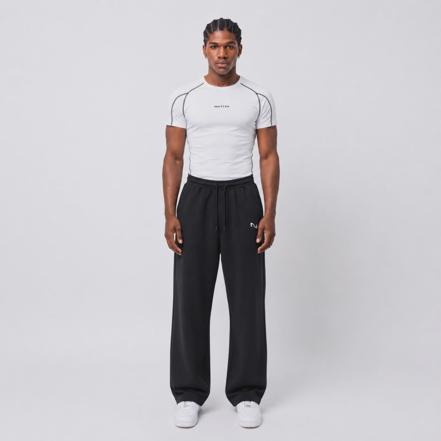 BUZO FIT RECTO NEGRO 100% ALGODÓN