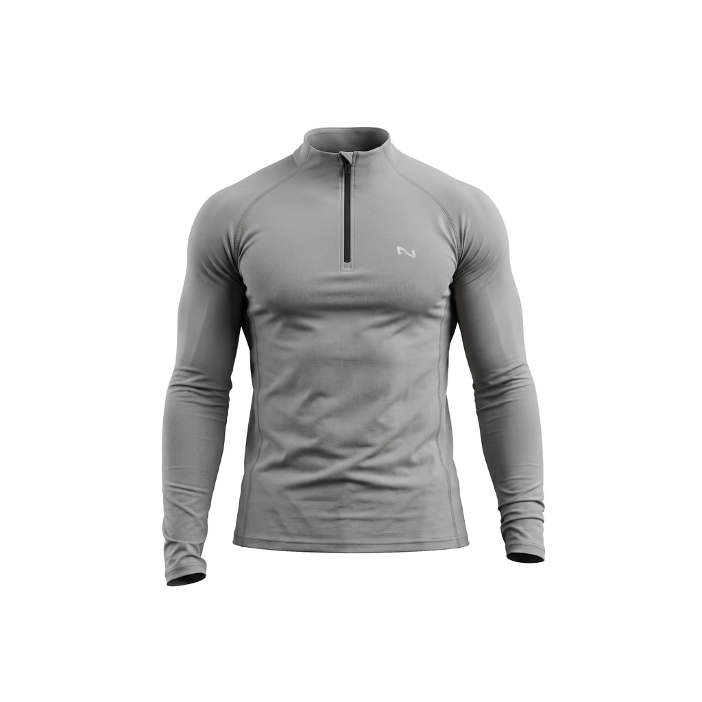 SWEATER QUARTER ZIP GRIS POLAR