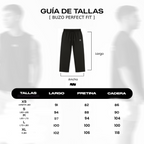BUZO RECTO NEGRO WASHED PERFECT FIT® 100% ALGODON